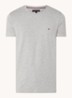 Slim fit T-shirt met logoborduring  - Grijsmele