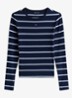 Slim Ribbed Long Sleeve T-Shirt - Dark Night Navy / Stripe-0A6 / Blauw