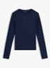 Slim Ribbed Long Sleeve T-Shirt - Dark Blue-C1G / Blauw
