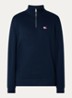 Sweater met halve rits en logo - Donkerblauw