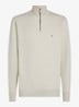 Sweater met halve rits en logoborduring - Beige