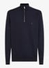 Sweater met halve rits en logoborduring - Donkerblauw