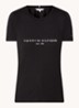 T-shirt met logoborduring en ronde hals - Zwart