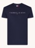 T-shirt met logoborduring - Donkerblauw