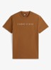 T-shirt met logoborduring - Bruin