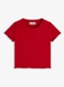 T-shirt met ribstructuur en logo - Rood