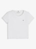 T-shirt met ribstructuur en logo - Wit