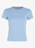 T-shirt met ribstructuur en logoborduring - Staalblauw