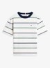 T-shirt met streepprint en logo - Donkerblauw