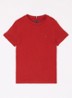 T-shirt met streepprint en logoborduring - Dark magma / rood