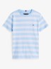 T-shirt met streepprint en logoborduring - Cloudy blue / blauw
