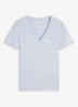 T-shirt met V-hals - Fine Stp Breezy Blue / Ecru-0FF / Lichtblauw
