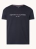 T-shirt van  katoen met logoborduring - Donkerblauw