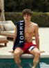 Zwemshorts met logoprint en steekzakken - Rood