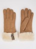 Braid handschoenen van suède met schapenvacht - Camel