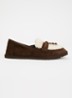 Zora loafer van suède met schapenvacht - Donkerbruin