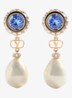 Oorstekers met kristal en parel - Donkerblauw