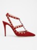 Rockstud pump van suède met studs - Rood