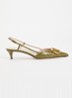 Slingback van leer met crocostructuur - Khaki