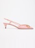 Slingback van leer met crocostructuur - Oudroze