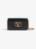Vain Small clutch van kalfsleer met afneembare schouderriem - Zwart