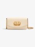 Vain Small clutch van kalfsleer met afneembare schouderriem - Creme