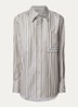 Blouse met streepprint en borstzak - Mosgroen