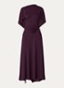 Midi jurk met asymmetrische zoom en ruches - Aubergine