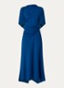 Midi jurk met asymmetrische zoom en ruches - Blauw