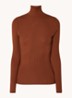 Merino ribgebreide coltrui van wol - Bruin