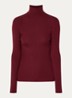Merino ribgebreide coltrui van wol - Donkerrood