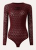 Mermaid stringbody met opengewerkt dessin  - Bordeauxrood