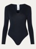 Semi-transparante body met V-hals - Donkerblauw