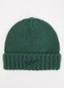 Grofgebreide muts van scheerwol met logoborduring - Zeegroen