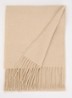Sjaal van wol met franjes 200 x 25 cm - Beige