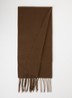Sjaal van wol met franjes 200 x 25 cm - Bruin