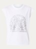 Cloe Cascade T-shirt met print en strass - Wit