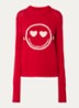 Malty grofgebreide trui van merino wol met ingebreid patroon - Rood