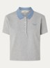 Mirta cropped polo met logoborduring - Grijsmele