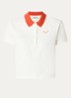 Mirta cropped polo met logoborduring - Gebroken wit