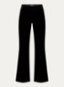 Prevy high waist flared fit pantalon van fluweel met steekzakken - Zwart