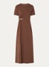 Raja midi  T-shirt jurk met afneembare broche - Bruin