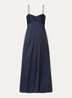 Rippie maxi jurk van satijn met split - Donkerblauw