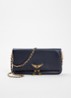Rock Grained clutch van leer - Donkerblauw