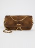Rock Mini clutch van suède - Cognac