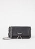 Rock Nano clutch van leer met afneembare schouderriem - Diepzwart