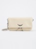 Rock Nano clutch van leer met afneembare schouderriem - Creme