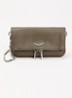 Rock Nano clutch van leer met afneembare schouderriem - Khaki