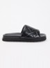 Teddy Bare Vintage slipper van leer met logoprint - Zwart