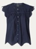 Tika Tomboy semi-transparante blouse met broderie - Donkerblauw